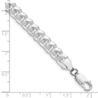 Sterling Silver Rhodium-plated 7.35mm Domed With  Side Diamond-Cut Curb Chain