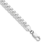 Sterling Silver Rhodium-plated 7.35mm Domed With  Side Diamond-Cut Curb Chain
