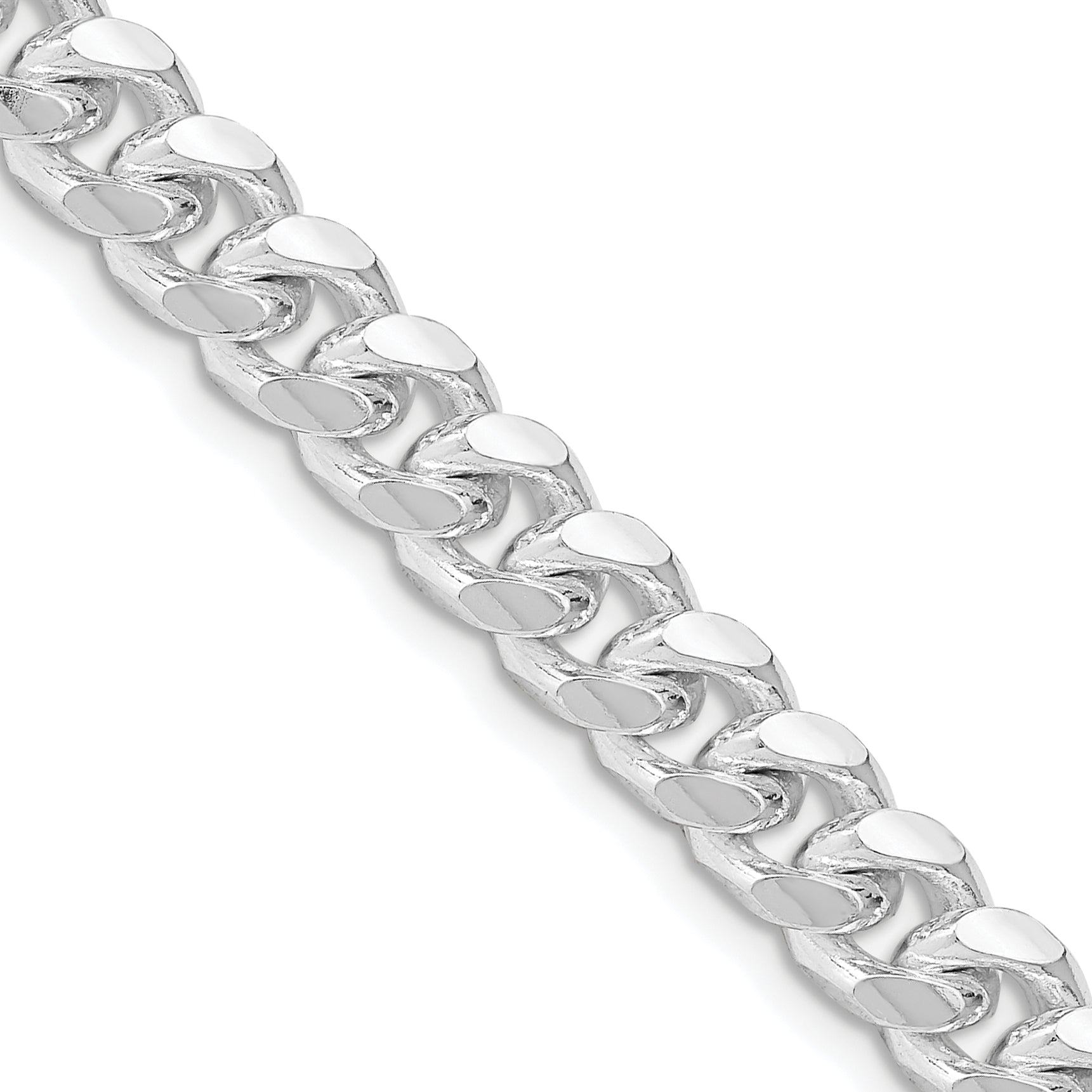 Sterling Silver Rhodium-plated 7.35mm Domed With  Side Diamond-Cut Curb Chain