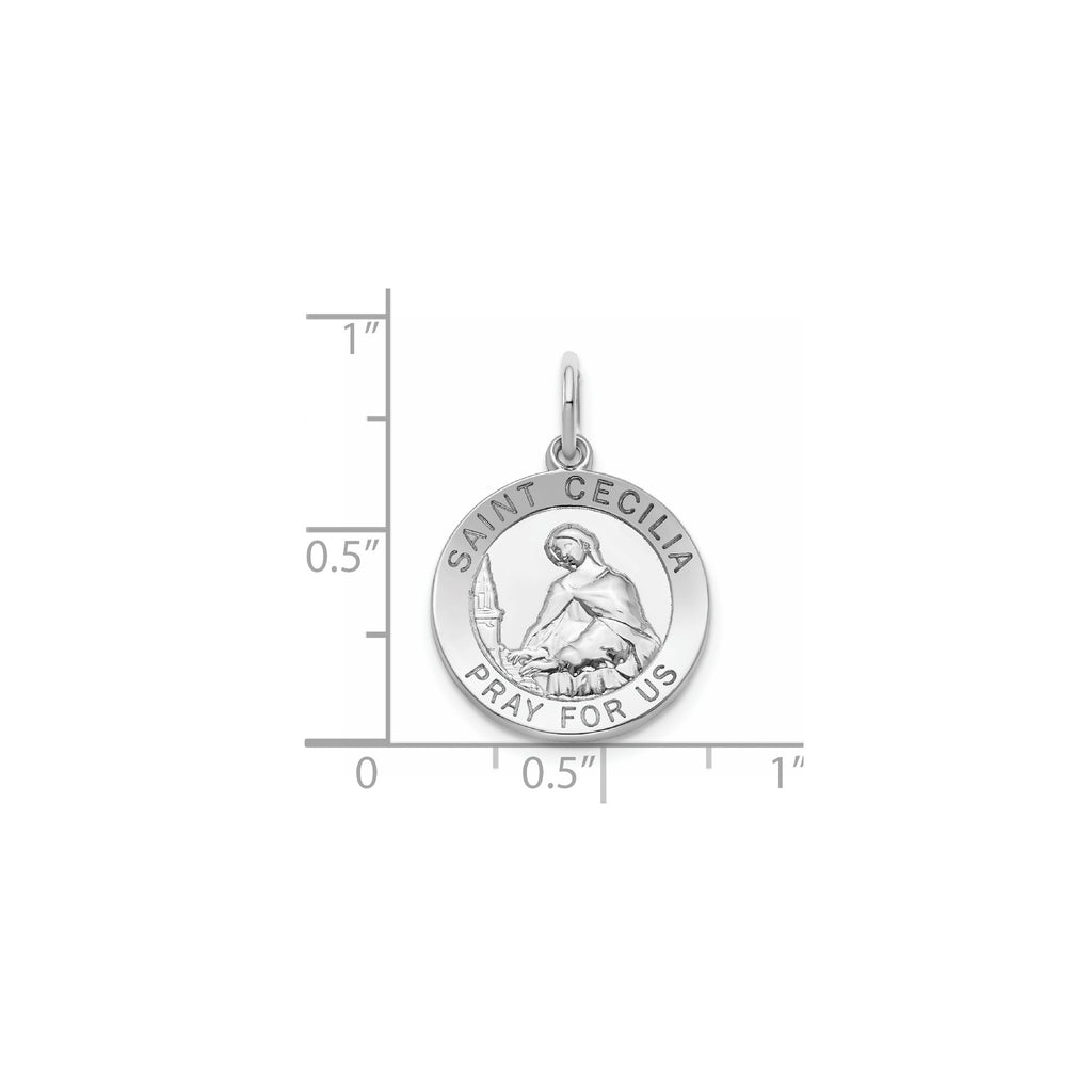 Round St. Cecilia Medal in Sterling Silver - Sophia Jewelers