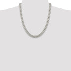 Sterling Silver 8.5mm Domed With  Side Diamond-Cut Curb Chain