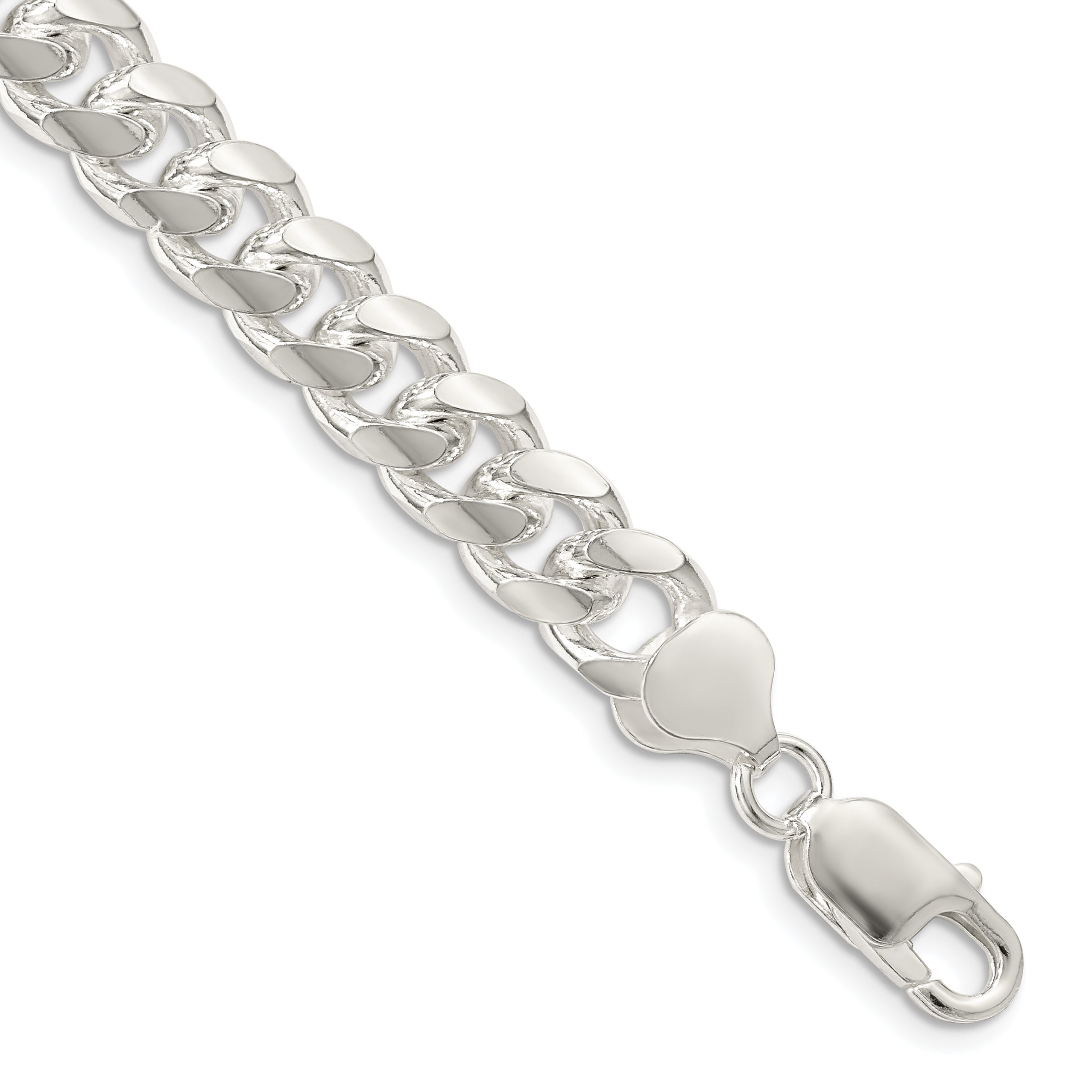 Sterling Silver 8.5mm Domed With  Side Diamond-Cut Curb Chain