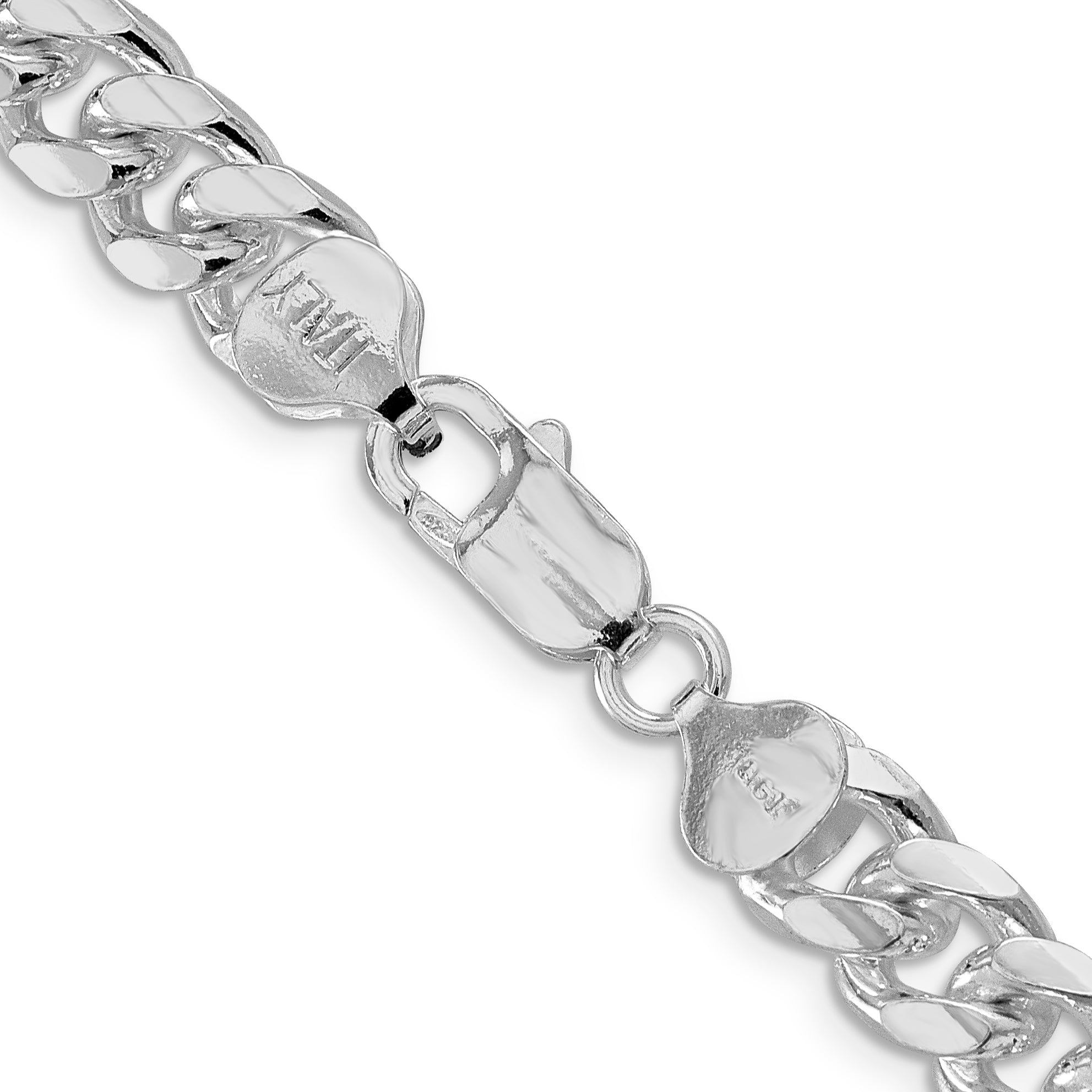 Sterling Silver Rhodium-plated 8.5mm Domed With  Side Diamond-Cut Curb Chain