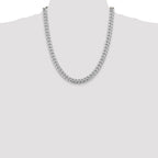 Sterling Silver Rhodium-Plated Diamond-Cut Curb Chain Necklace 8.5mm