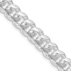 Sterling Silver Rhodium-Plated 8.5mm Domed With  Side Diamond-Cut Curb Chain