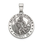 Antique Round St. Christopher Medal in Sterling Silver, 22mm - Sophia Jewelers