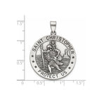 Antique Round St. Christopher Medal in Sterling Silver, 29mm - Sophia Jewelers