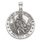 Antique Round St. Christopher Medal in Sterling Silver, 29mm - Sophia Jewelers