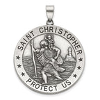 Antique Round St. Christopher Medal in Sterling Silver, 32.5mm - Sophia Jewelers