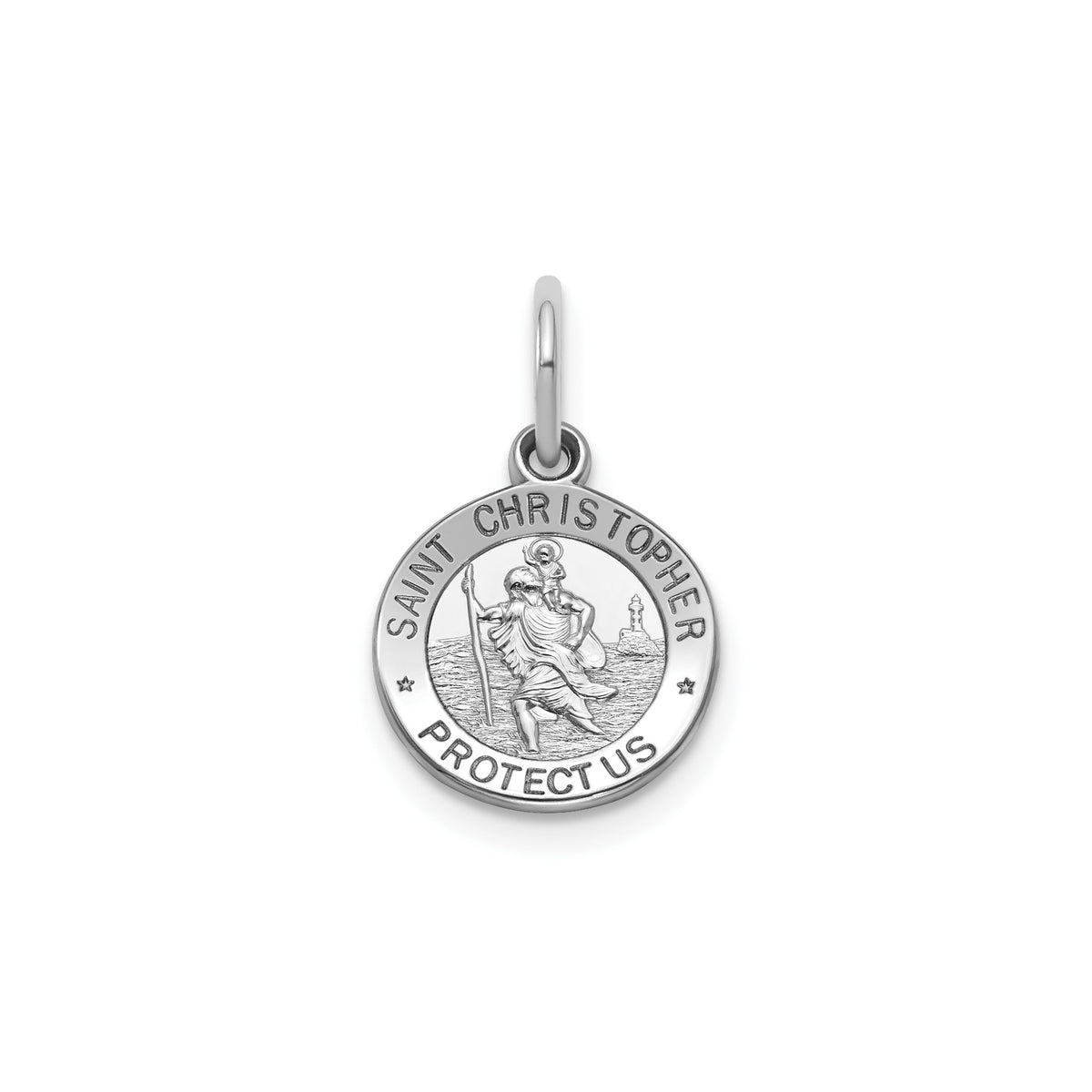 Round St. Christopher Medal in Sterling Silver, 11.5mm - Sophia Jewelers Main image