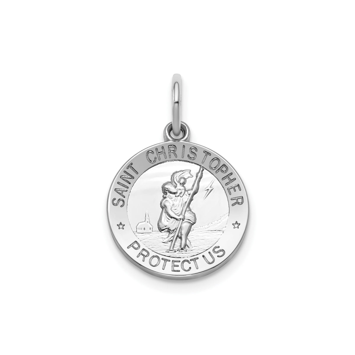 Round St. Christopher Medal in Sterling Silver, 14.5mm - Sophia Jewelers Main image