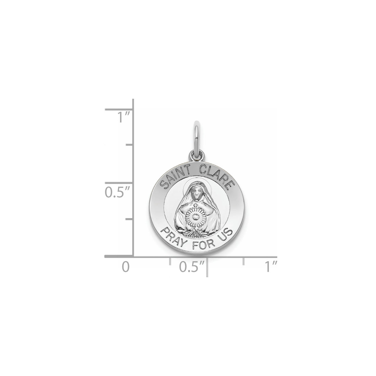 Round St. Clare Medal in Sterling Silver - Sophia Jewelers