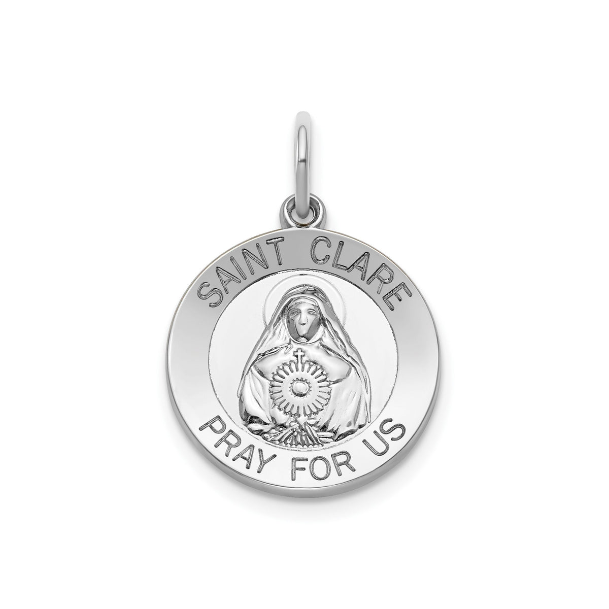 Round St. Clare Medal in Sterling Silver - Sophia Jewelers