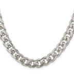 Sterling Silver 10.5mm Domed With  Side Diamond-Cut Curb Chain