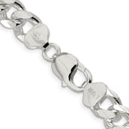 Sterling Silver 10.5mm Domed With  Side Diamond-Cut Curb Chain