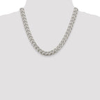 Sterling Silver 10.5mm Domed With  Side Diamond-Cut Curb Chain