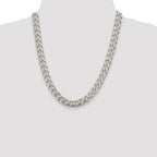 Sterling Silver 10.5mm Domed With  Side Diamond-Cut Curb Chain