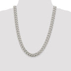 Sterling Silver 10.5mm Domed With  Side Diamond-Cut Curb Chain