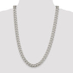 Sterling Silver 10.5mm Domed With  Side Diamond-Cut Curb Chain