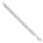 Sterling Silver 10.5mm Domed With  Side Diamond-Cut Curb Chain