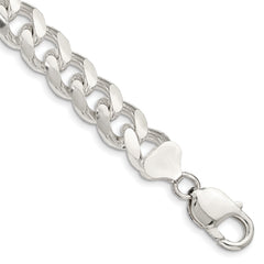 Sterling Silver 10.5mm Domed With  Side Diamond-Cut Curb Chain