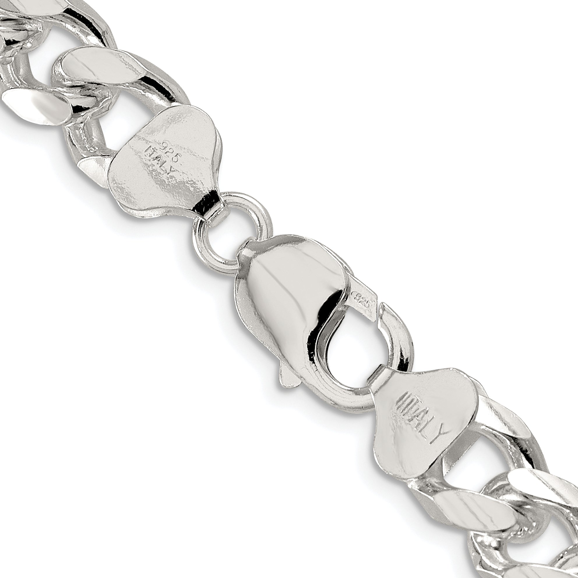 Sterling Silver Rhodium-plated 10.5mm Domed With  Side Diamond-Cut Curb Chain