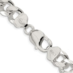 Sterling Silver Rhodium-plated 10.5mm Domed With  Side Diamond-Cut Curb Chain