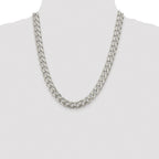 Sterling Silver Rhodium-plated 10.5mm Domed With  Side Diamond-Cut Curb Chain