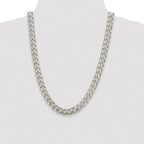 Sterling Silver Rhodium-plated 10.5mm Domed With  Side Diamond-Cut Curb Chain