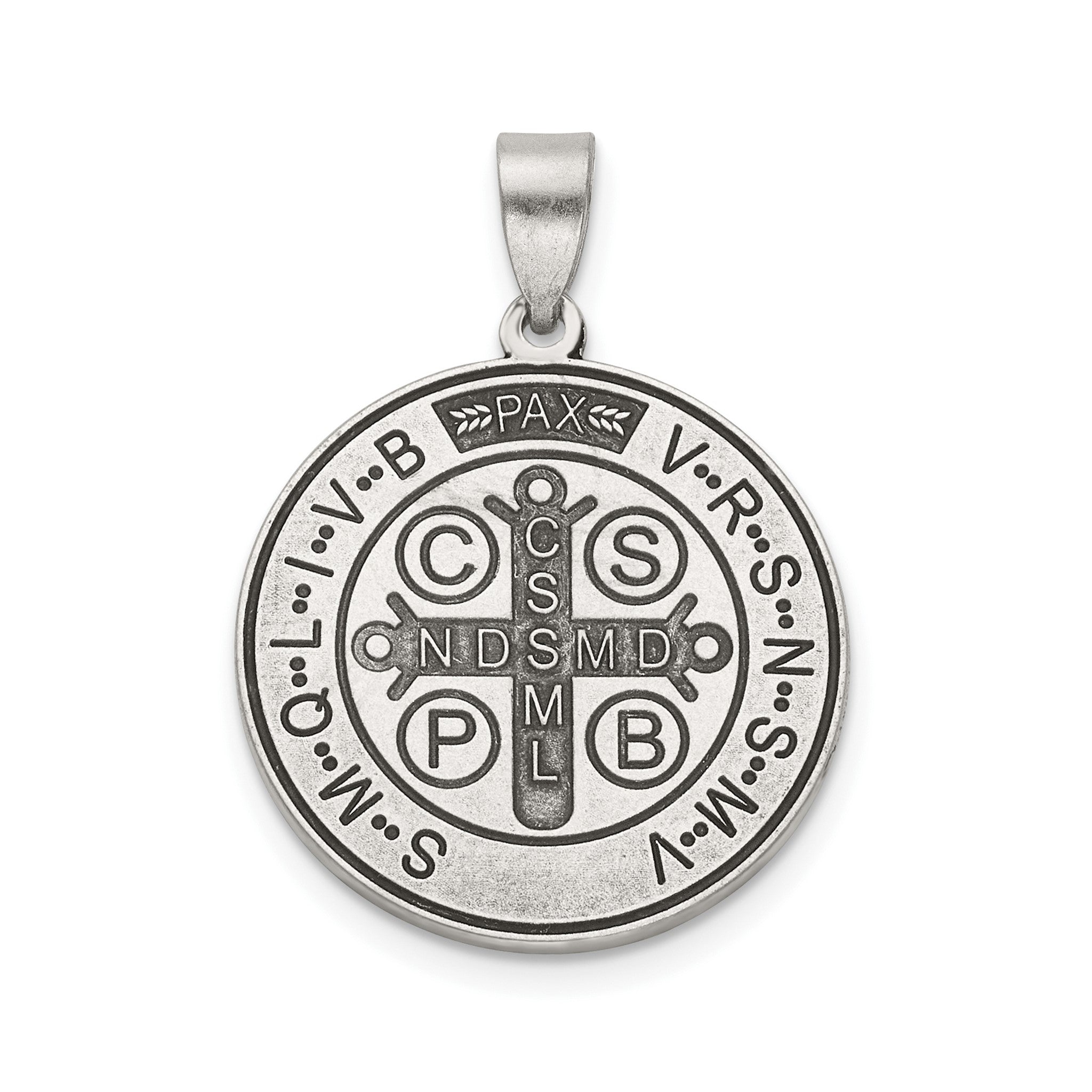 Antique Round St. Benito Medal in Sterling Silver, 20.25mm Secondary image