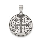 Antique Round St. Benito Medal in Sterling Silver, 20.25mm - Sophia Jewelers