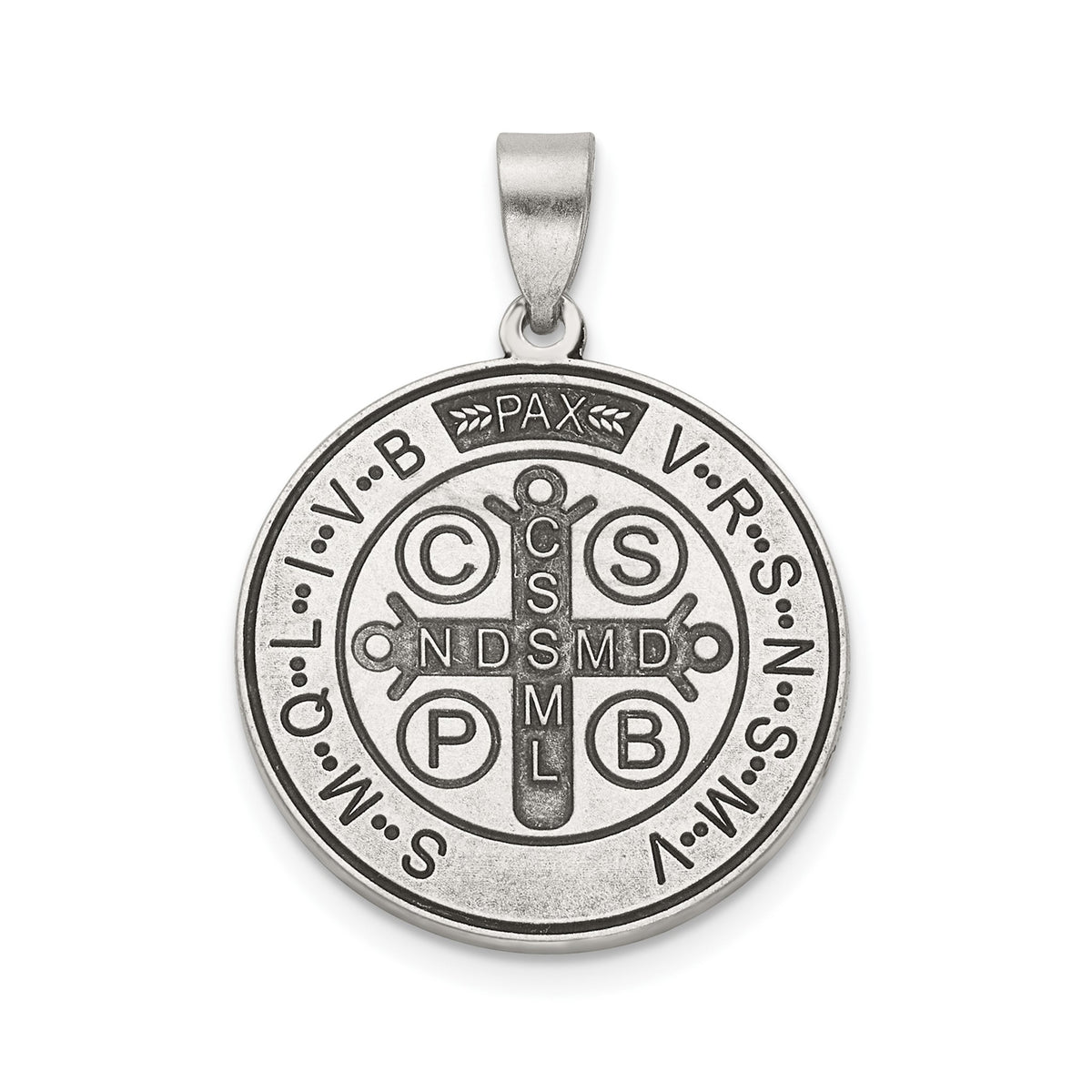 Antique Round St. Benito Medal in Sterling Silver, 20.25mm - Sophia Jewelers