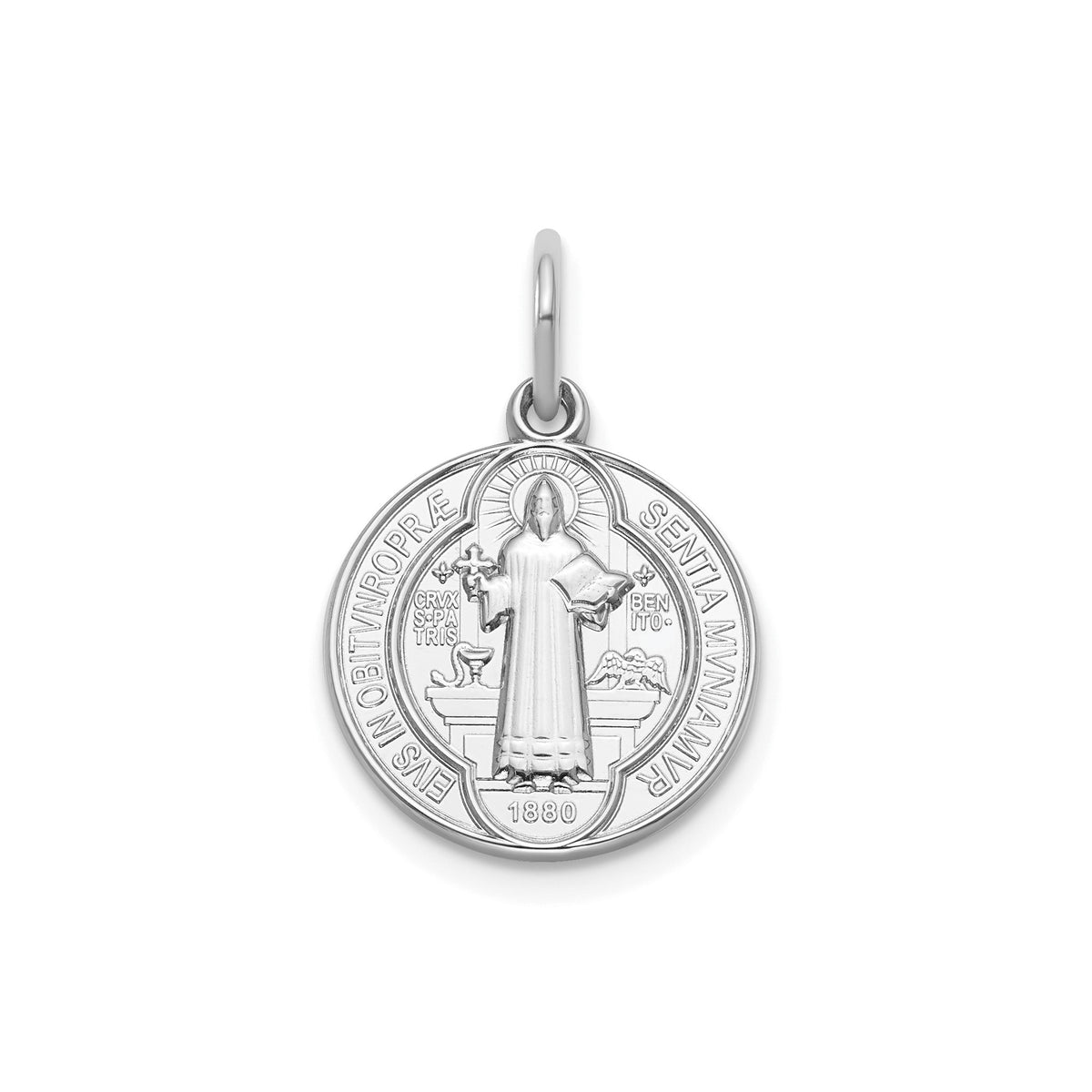 Round St. Benito Medal in Sterling Silver - Sophia Jewelers Main image