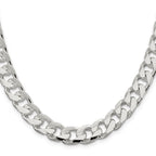 Sterling Silver 11mm Domed With  Side Diamond-Cut Curb Chain