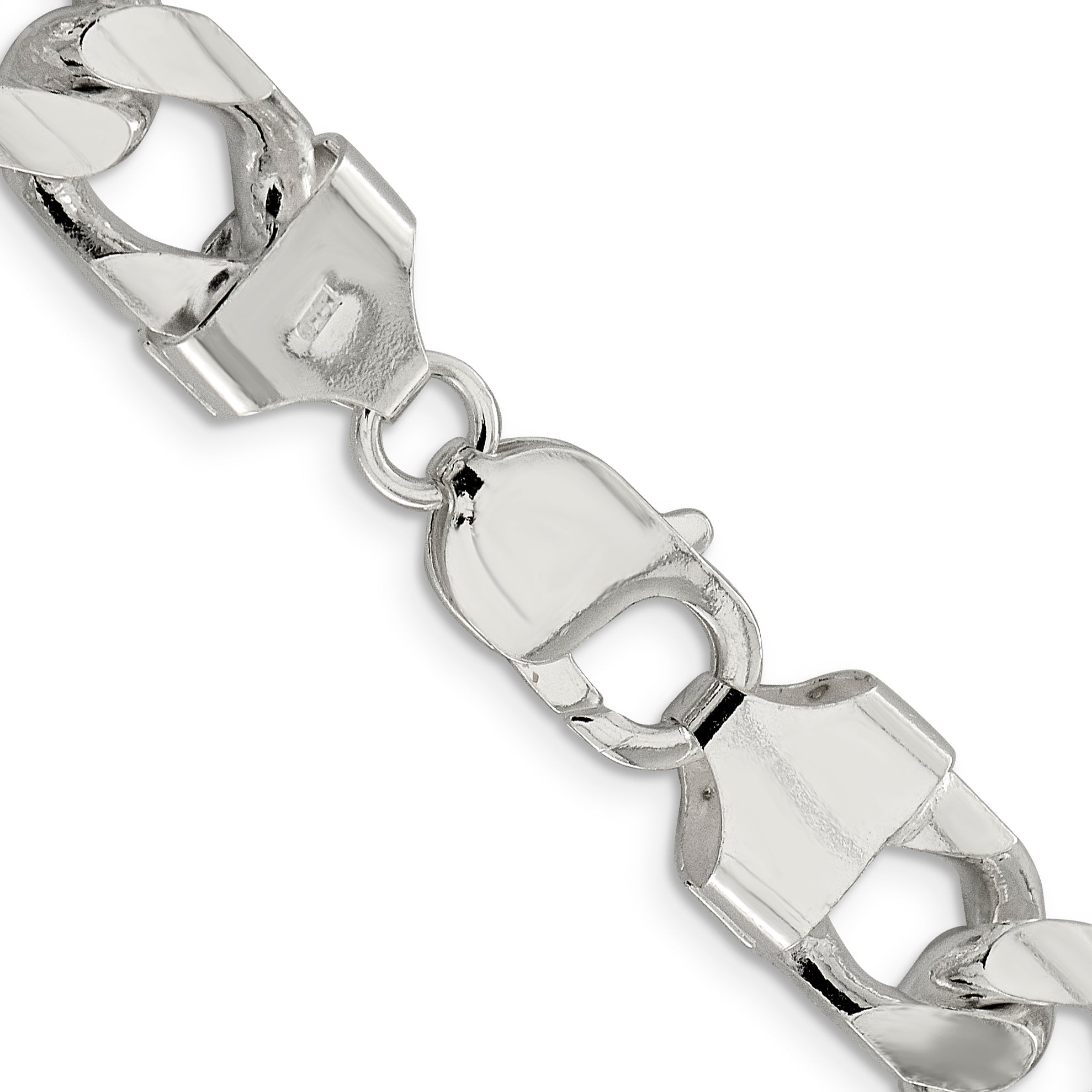 Sterling Silver 11mm Domed With  Side Diamond-Cut Curb Chain