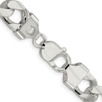 Sterling Silver 11mm Domed With  Side Diamond-Cut Curb Chain