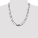 Sterling Silver 11mm Domed With  Side Diamond-Cut Curb Chain