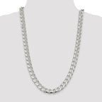 Sterling Silver 11mm Domed With  Side Diamond-Cut Curb Chain