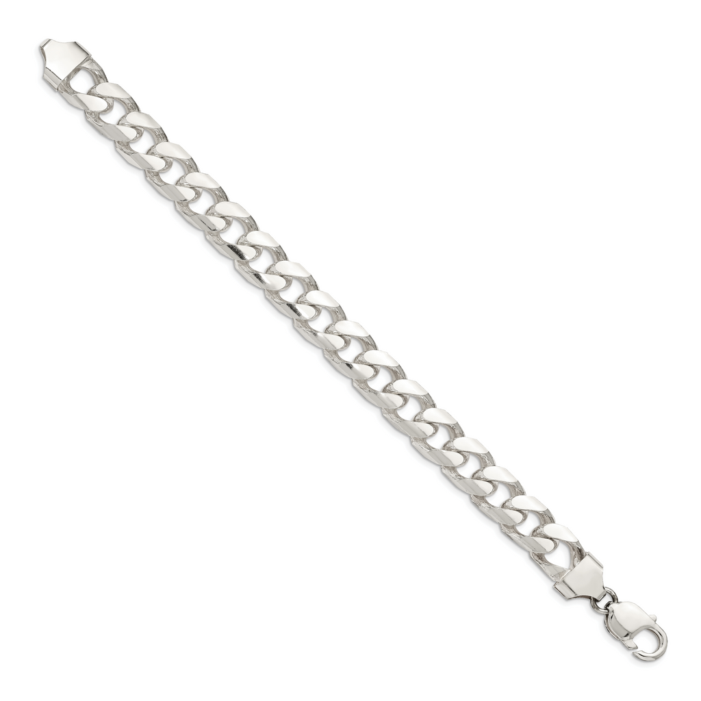 Sterling Silver 11mm Domed With  Side Diamond-Cut Curb Chain