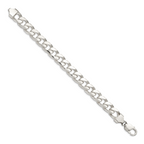 Sterling Silver 11mm Domed With  Side Diamond-Cut Curb Chain
