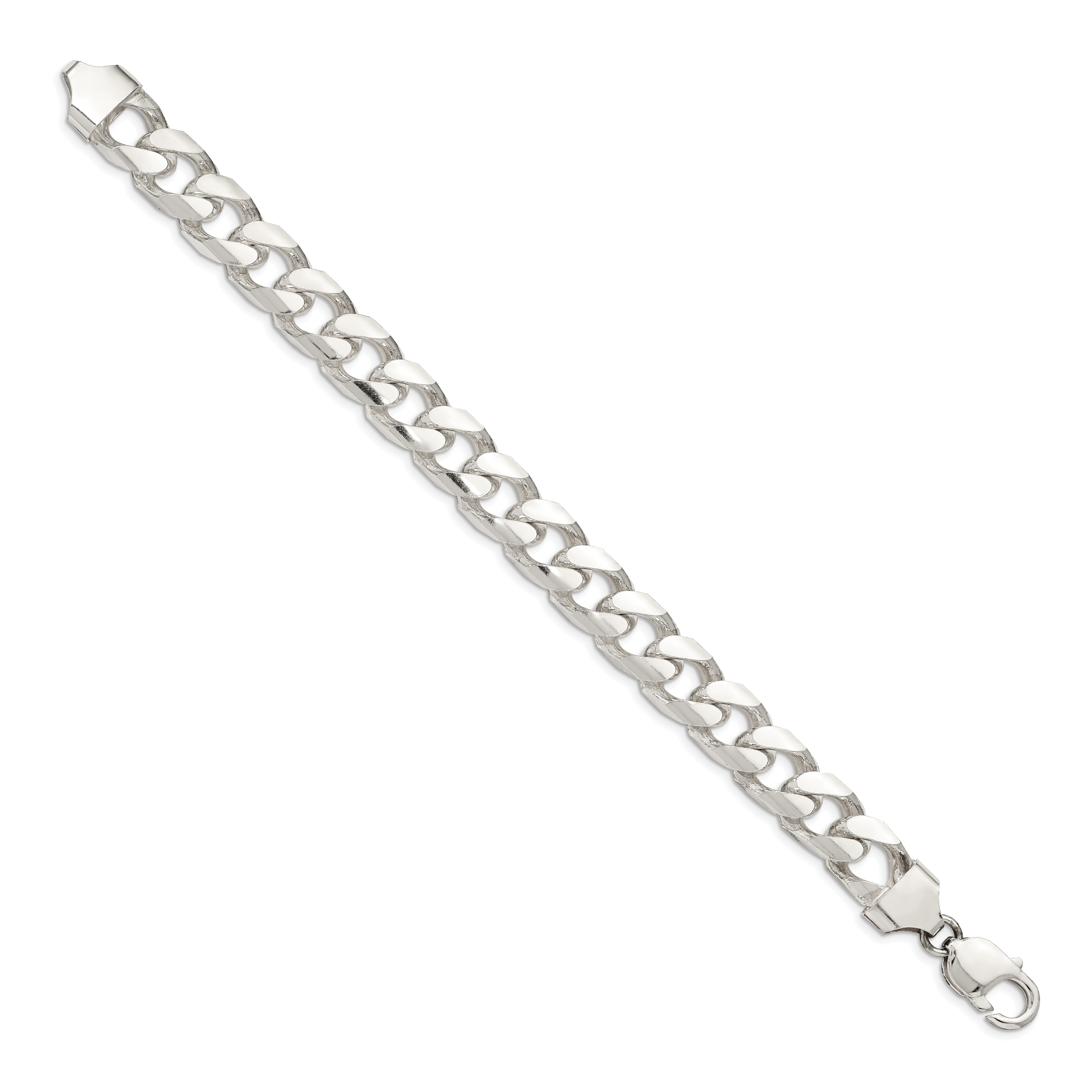 Sterling Silver 11mm Domed With  Side Diamond-Cut Curb Chain