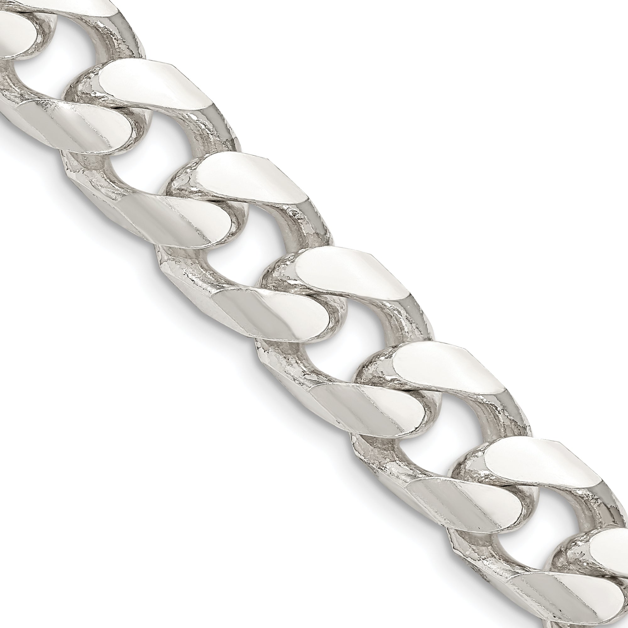 Sterling Silver 11mm Domed With  Side Diamond-Cut Curb Chain