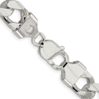 Sterling Silver Rhodium-Plated Diamond-Cut Curb Chain Necklace 11mm