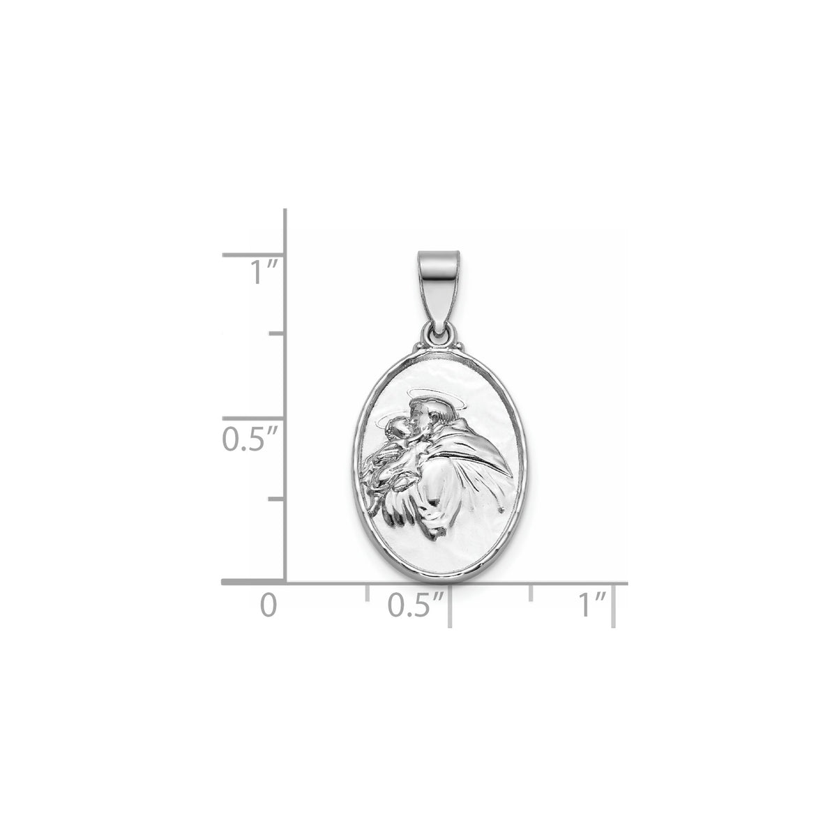 Oval St. Anthony Medal in Sterling Silver, 18.5x13.5mm - Sophia Jewelers
