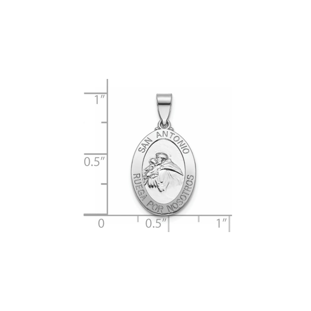 Oval St. Anthony-Spanish Medal in Sterling Silver, 18.5x13.5mm - Sophia Jewelers