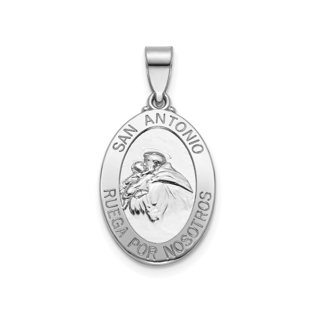 Oval St. Anthony-Spanish Medal in Sterling Silver, 18.5x13.5mm - Sophia Jewelers