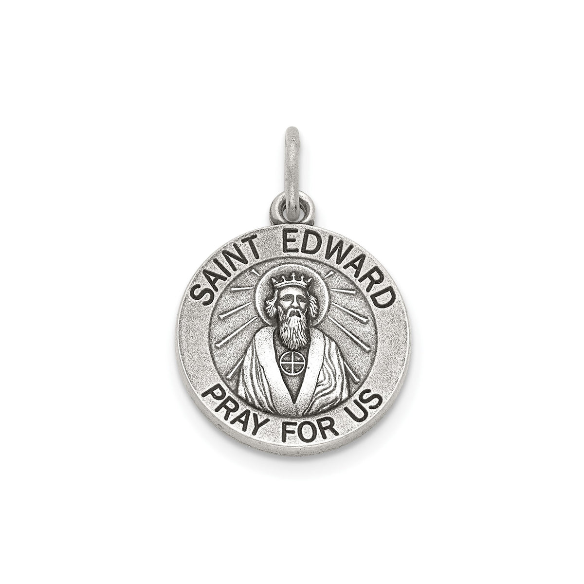 Antique Round St. Edward Medal in Sterling Silver - Sophia Jewelers Main image