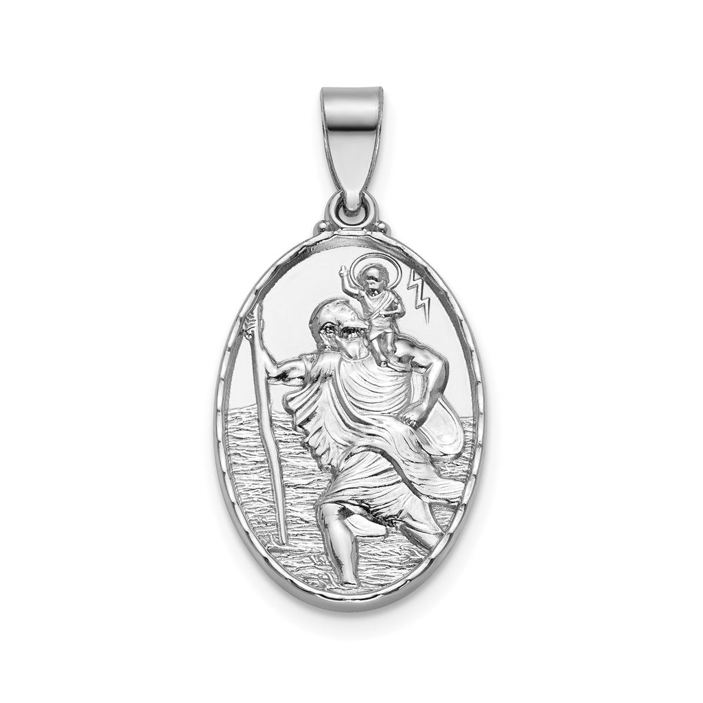 Oval St. Christopher Medal in Sterling Silver, 20x14mm - Sophia Jewelers