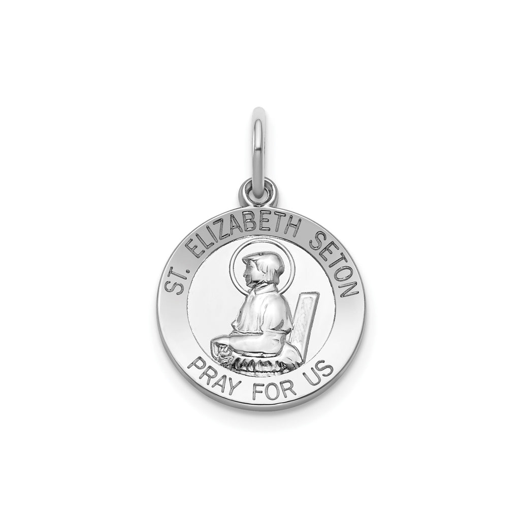 Round St. Elizabeth Medal in Sterling Silver, 14.5mm - Sophia Jewelers