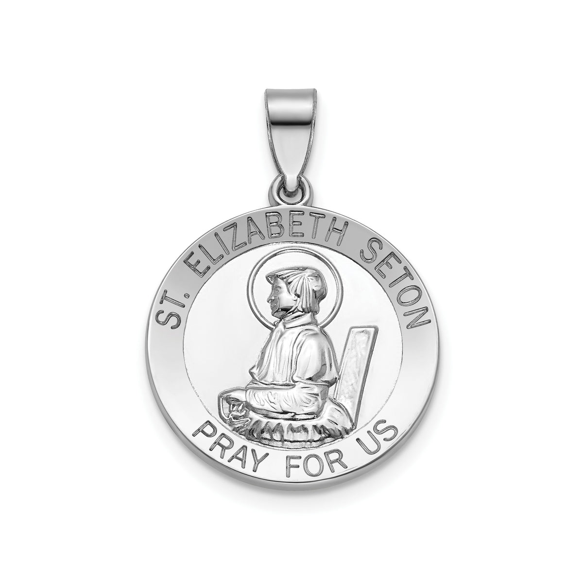 Round St. Elizabeth Medal in Sterling Silver, 18.25mm - Sophia Jewelers Main image